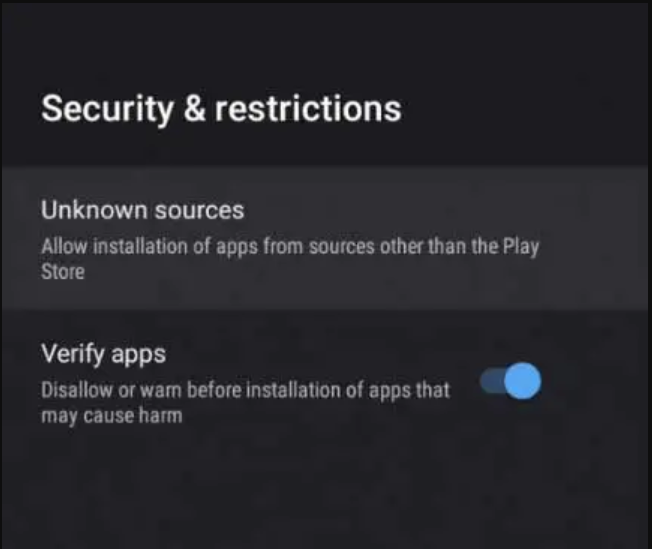Permitir que Android TV instale aplicaciones de fuentes desconocidas